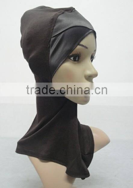 C047 new style both sides satin crossover ninja inner underscarf,full underscarf to cover neck