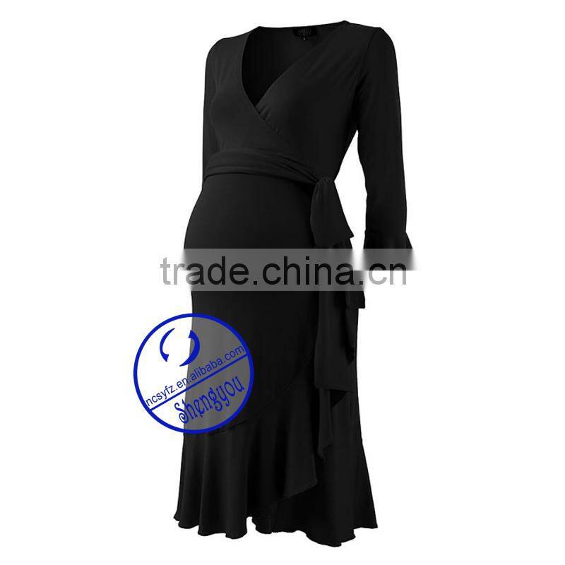 Best Selling Fabulous Design High Quality Black Maternity Dress for Maternity Women