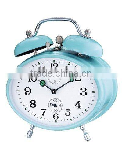 Table metal oval shape mechanical alarm clock