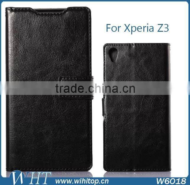 Crazy Horse PU Leather Wallet for Sony Xperia Z3 L55T L55U D6653 WHTS007