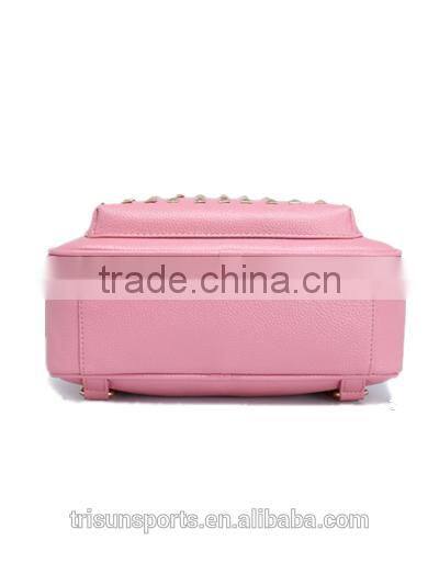 hot pink leather girls backpack , shopping travel bag