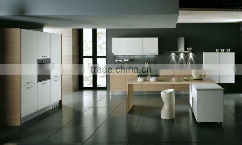 Timber veneer kitchen cabinet handle free design