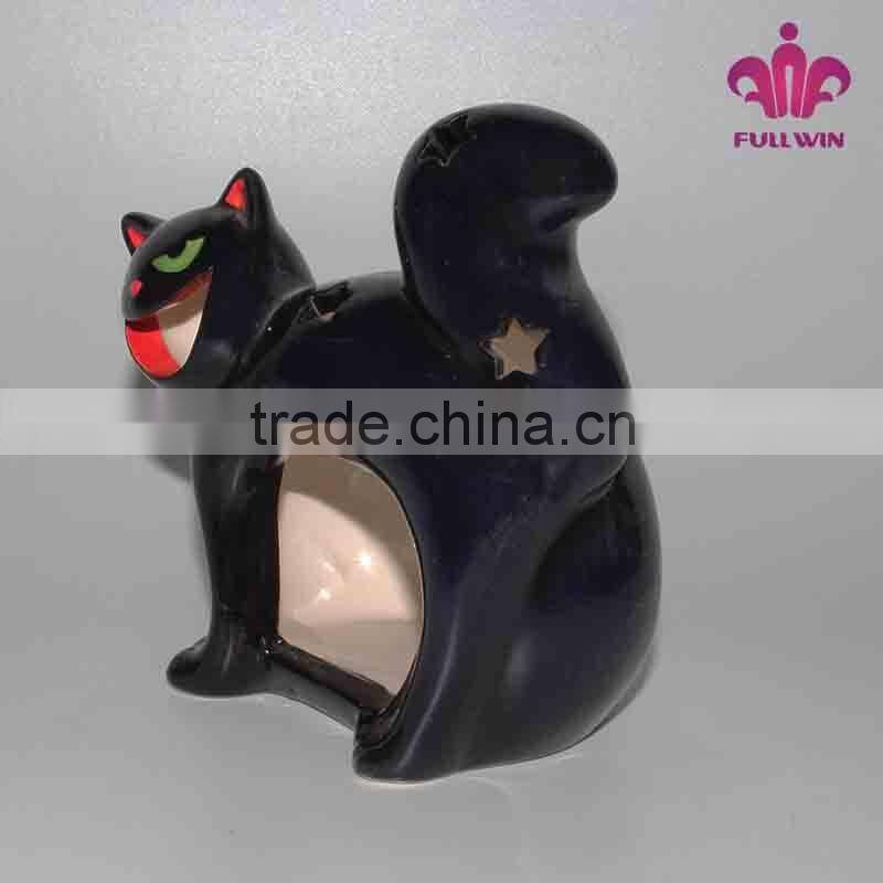 Cheap bulk candle holder with black cat design