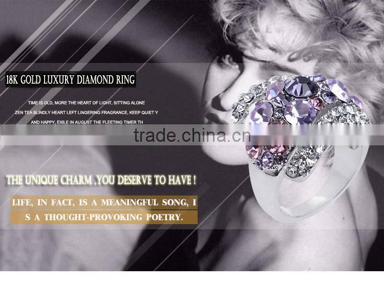 Twinkling 18k White Gold GP Purple Austrian Crystal Eyes Rings For Women