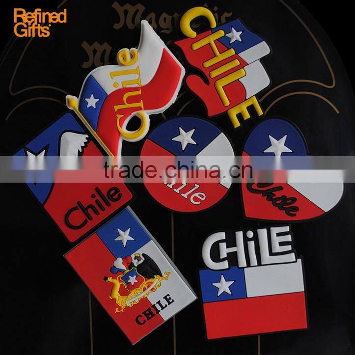 Variety Chile flag PVC Rubber Soft 3D Fridge Magnets OEM Menufacture ECO-friendly