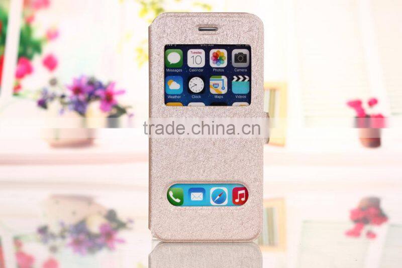 High Quality Flip PU Wallet Leather Case With Double Window For iPhone 5 5s