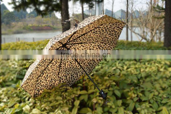 Auto Open Close Folding Umbrella with Leopard Printing