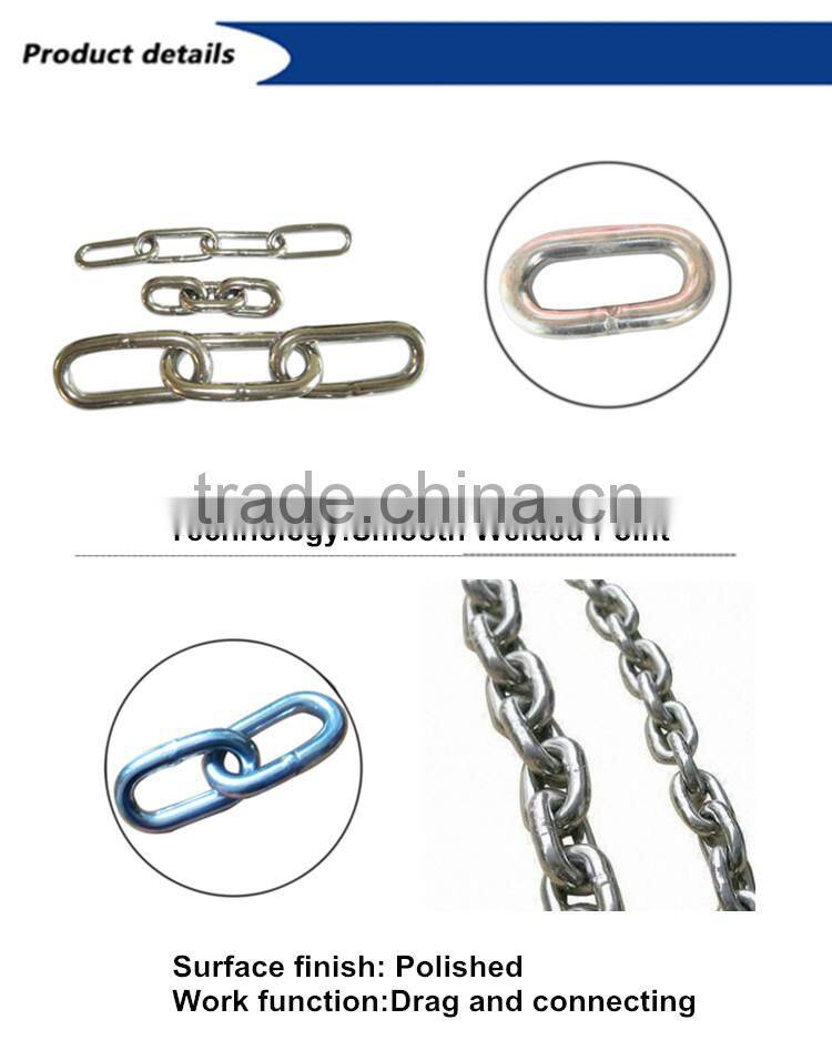 316 Stainless steel Burnished Link Chains,DIN5685C Standard Long Link Stainless Chain