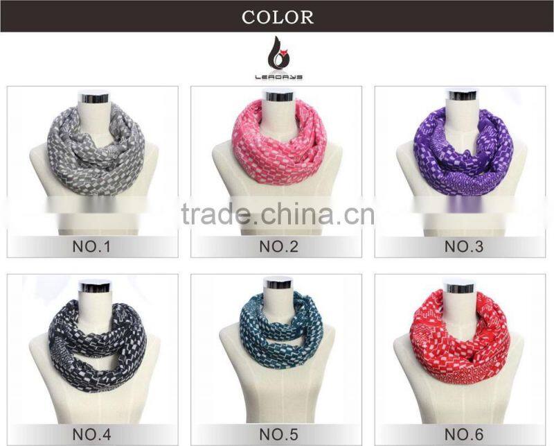 plaid red color infinity 100% polyester scarf