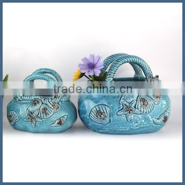 Fancy antique christmas decorative flower basket vase ceramic