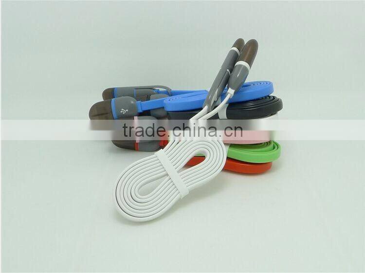 2016 most popular 1 meters long 2 in 1 flat usb cable