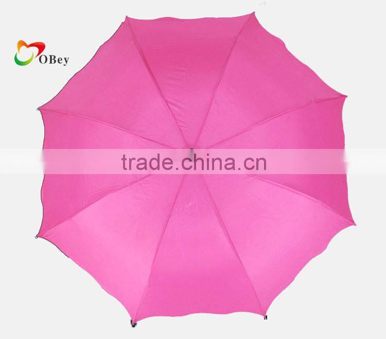 ROSE RED UV-COATING WINDPROOF 3 FOLD UMBRELLA