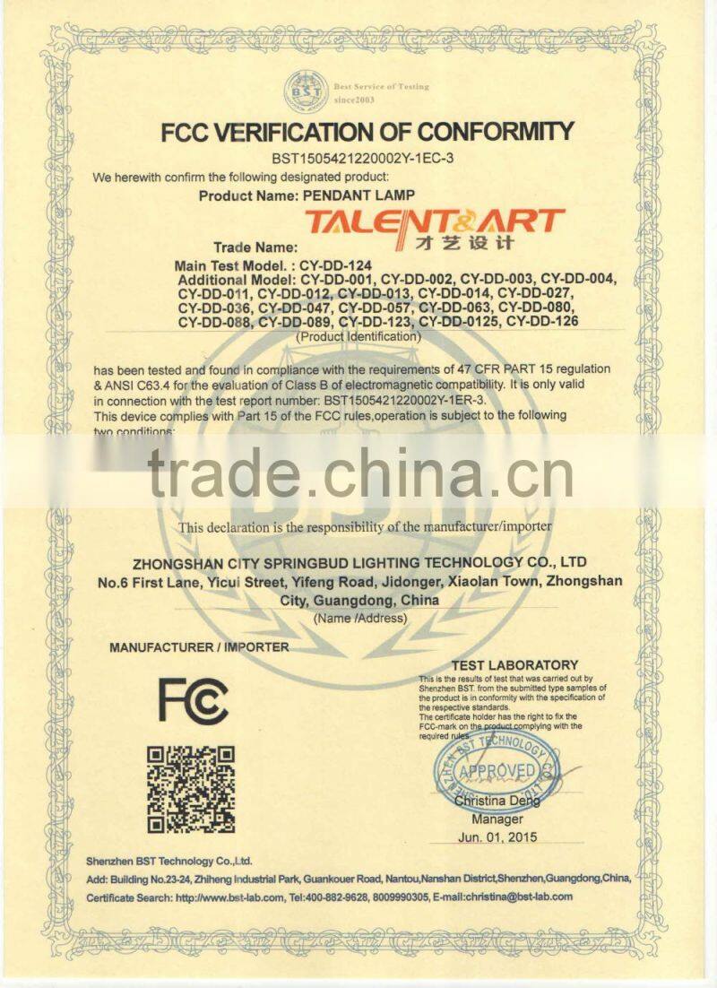 10 branches E27 antique brass single pendant light with black iron