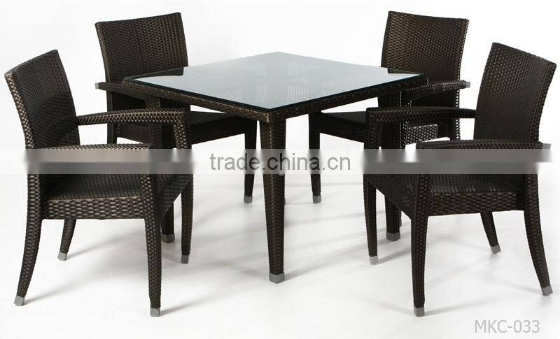 Wicker Furniture Synthetic Rattan Outdoor Dining Set (1.2mm alu frame powder coated,10cm thick cushion, waterproof fabric)