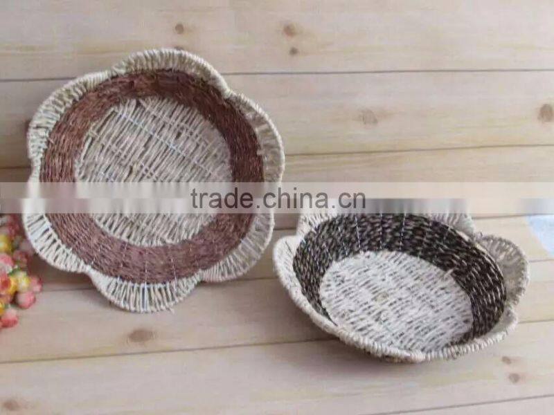 Natural seagrass woven flower shape storage basket