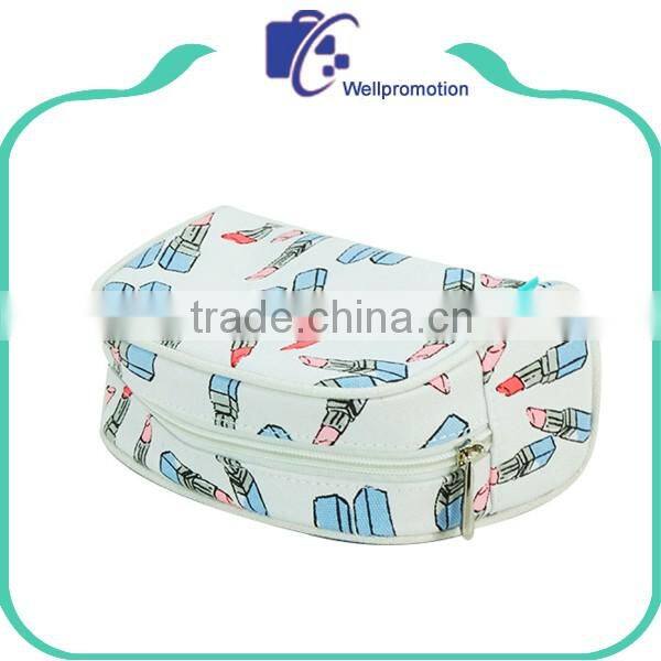 Wholesale luxury canvas cosmetic bag bulk makeup bag for girls