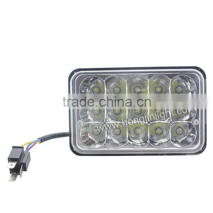 Hot Sale led work light 45W flush mount jeep headlight 7inch 12v square headlamp