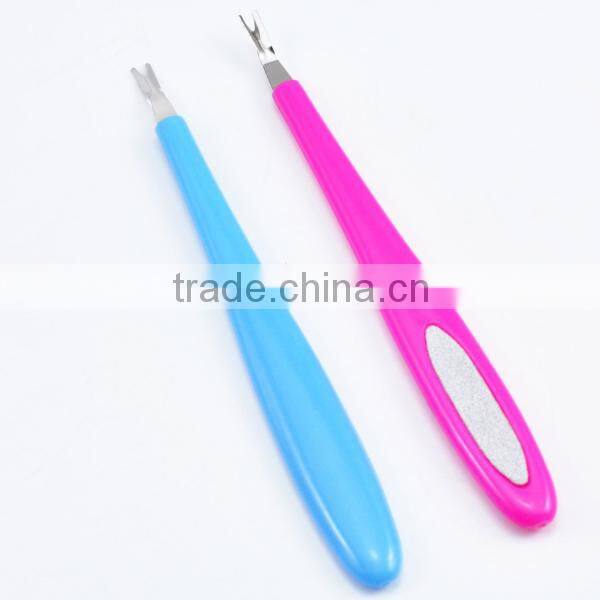 Cuticle Knife V Shape Blue Plastic Handle Manicure Pedicure