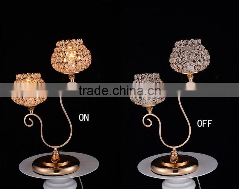 Modern Delicate Beautiful 2 Lights Crystal Table Lamp for Bedroom