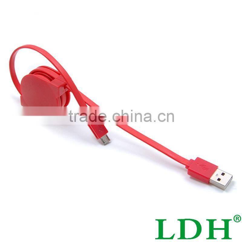 2015 New design TPE charging retractable usb cable reel usb retractable cable for android