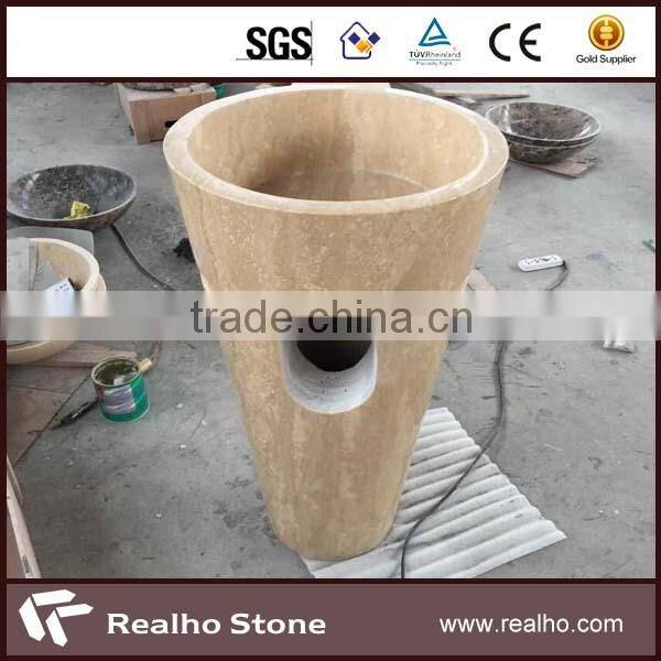beige travertine free standing hand basin