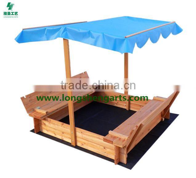 Kid's wooden sandbox With PE awning