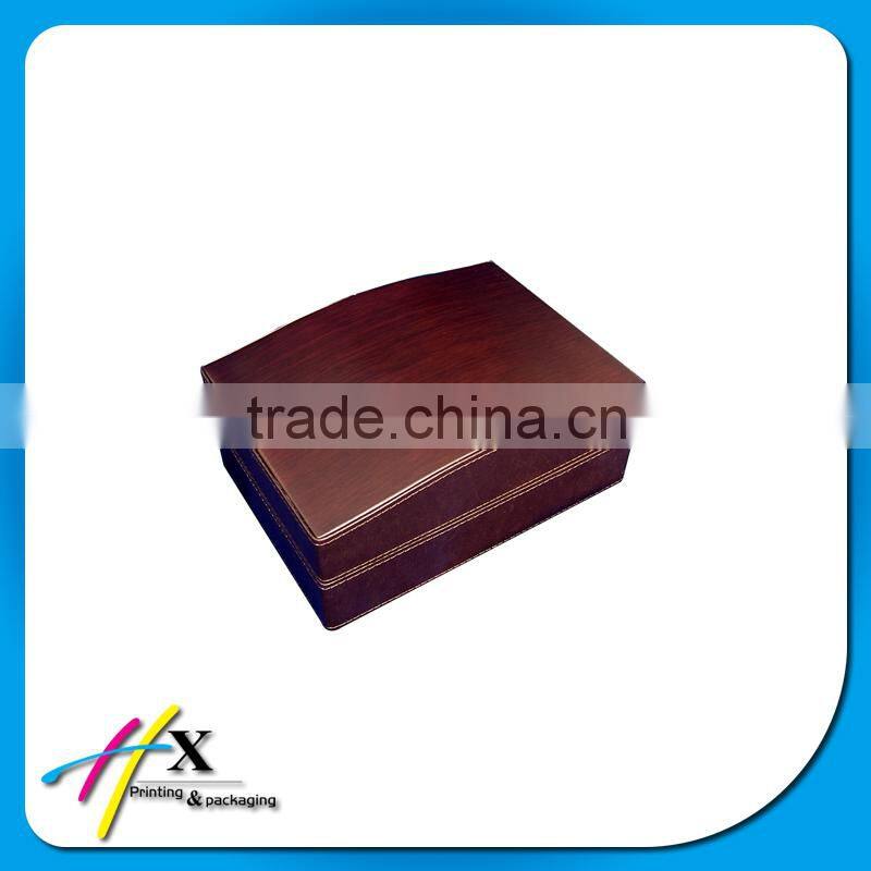 Custom black pu leather cover arc shape wooden single watch box