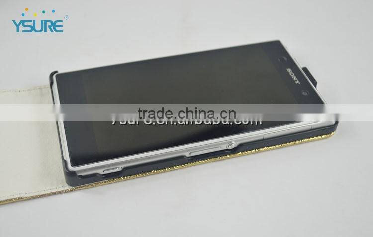 wholesale-luxury Tuhao gold leather phone case local tyrant gold case cover for sony Z1