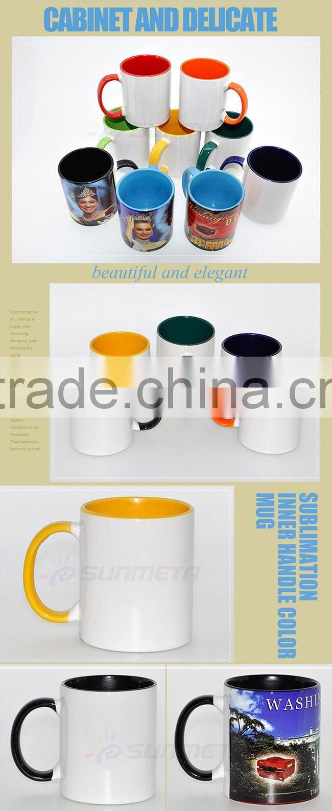 Wholesale white blank outside and color inside ceramic sublimation mug