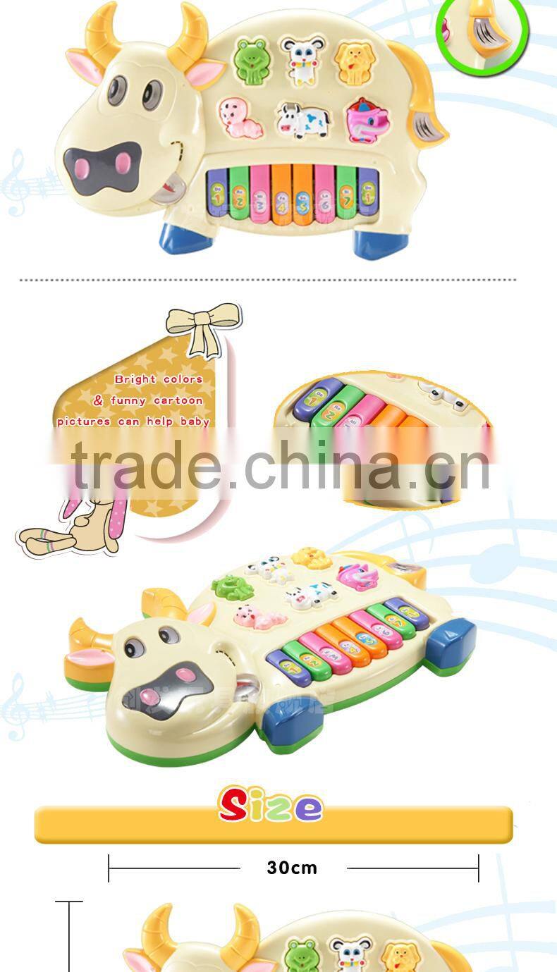 NO-6600 Music instrument cow piano toys, plastic toys with light for kid toy