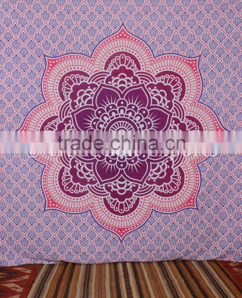 Indian Ombre Lotus Tapestry Psychedelic Mandala Wall Hanging Ethnic Bedspread Boho Wall Art Tapestry