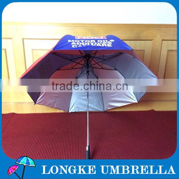 2 fold 30" radius polyester with sliver coating auto open advertising golf umbrella for promotion