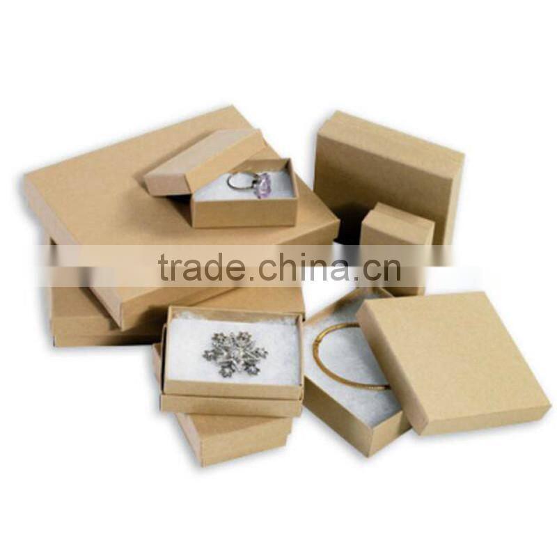 2016 Custom simple kraft paper jewelry box / kraft brown square cardboard jewellery boxes for jewellery hot sale