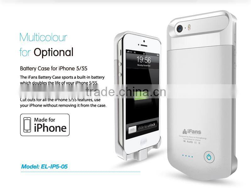 MFi charger for apple iPhone 55s booster battery power case with 2200mAh original connector