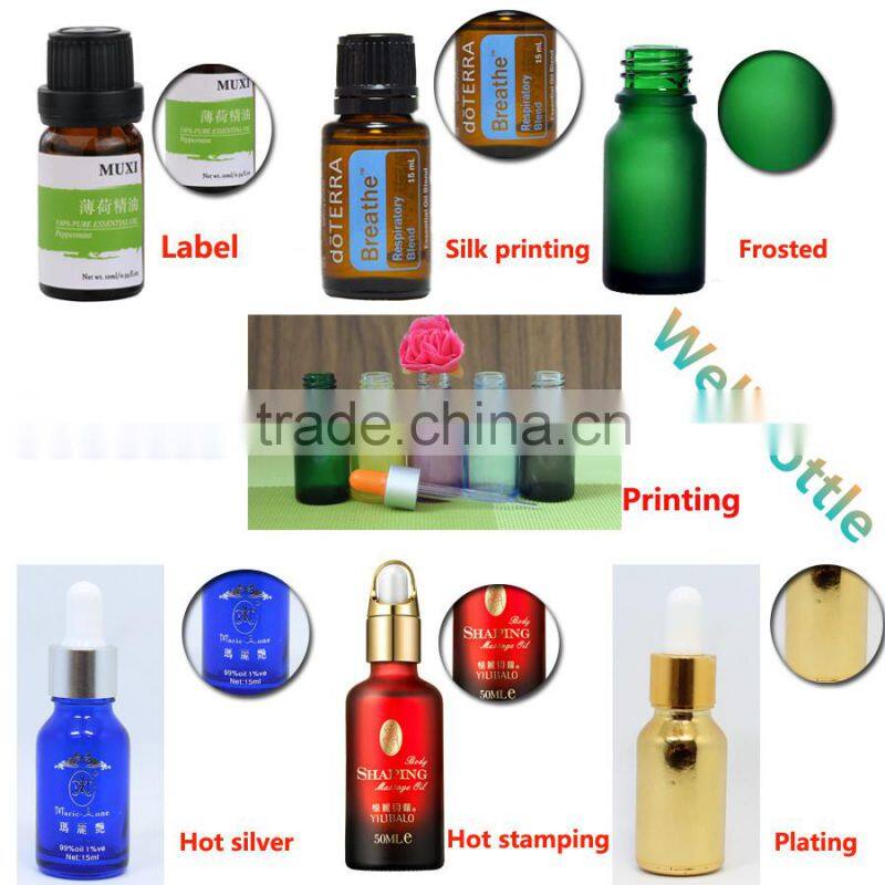 purple glass dropper bottle with rubber dropper sealing type withgolden lid silver lid for essential oil bottle