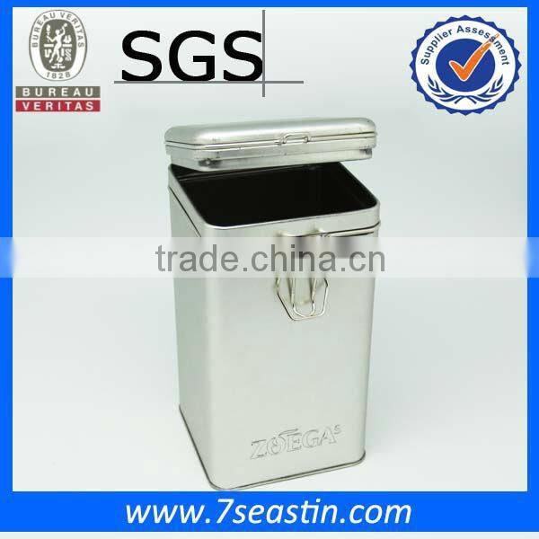 silver custom floral tea tin box