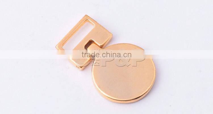 Hot gold custom round metal zipper puller for garment accessory