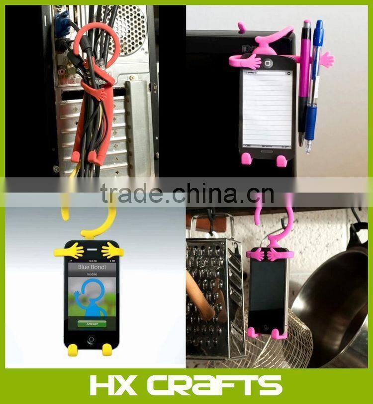 Flexible Hook Cell Phone Holder Multi function Human Shape Hanger / Phone Holder Silicon Unique Flexible Cell Phone Holder