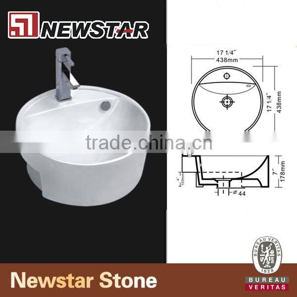 rectangle bathroom undermount ceramic sink with overflow hole