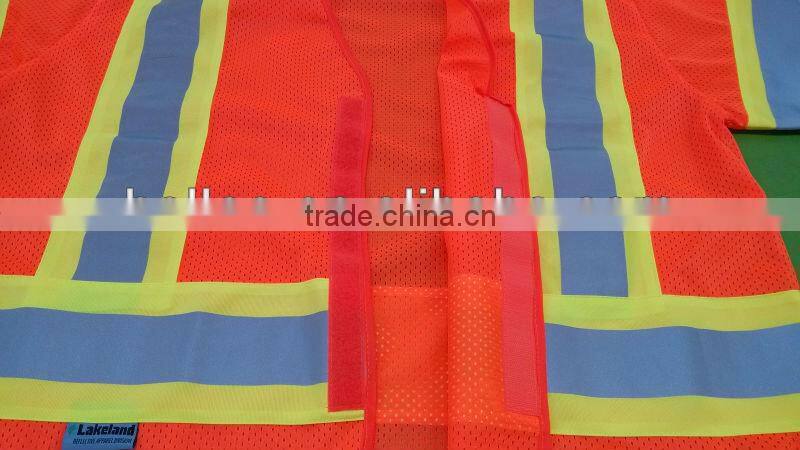 long sleeves reflective safety vest in orange