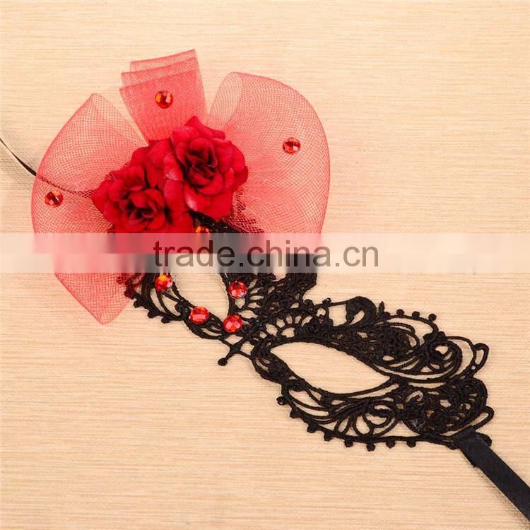 MYLOVE red rose handmade fabric mask with rhinestone ML5041