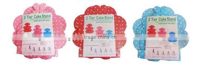 3 Tier Round Cake Cupcake Stand Cake Stand Green with Gold Line Birthday Wedding Party Display