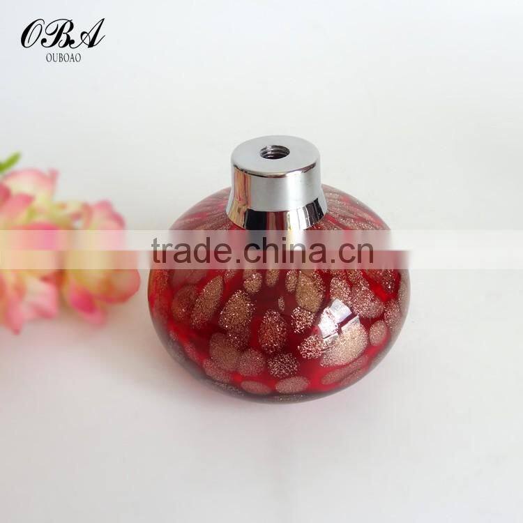 Handmade red gold pot air bag glass perfume bottle / Wholesale 80ml empty glass air bag atomizer perfume bottle