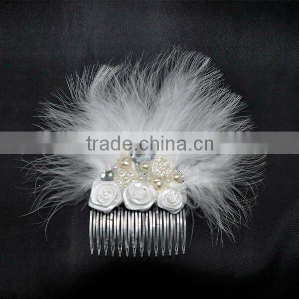 Beautiful white lace and feather for Wedding Headwear