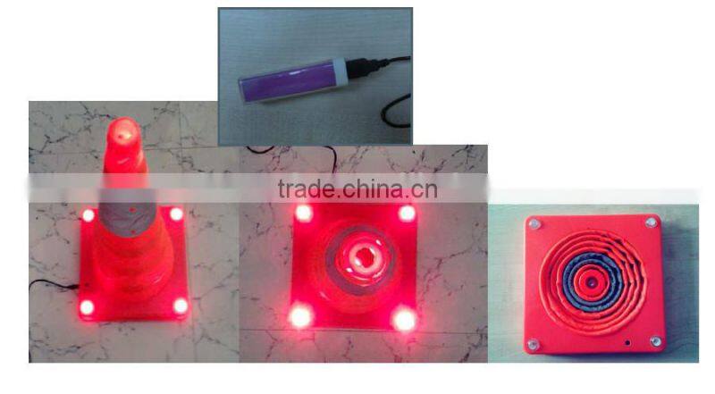 Water-proof Solar collapsible traffic cone/ high visibility 4 LED road cone