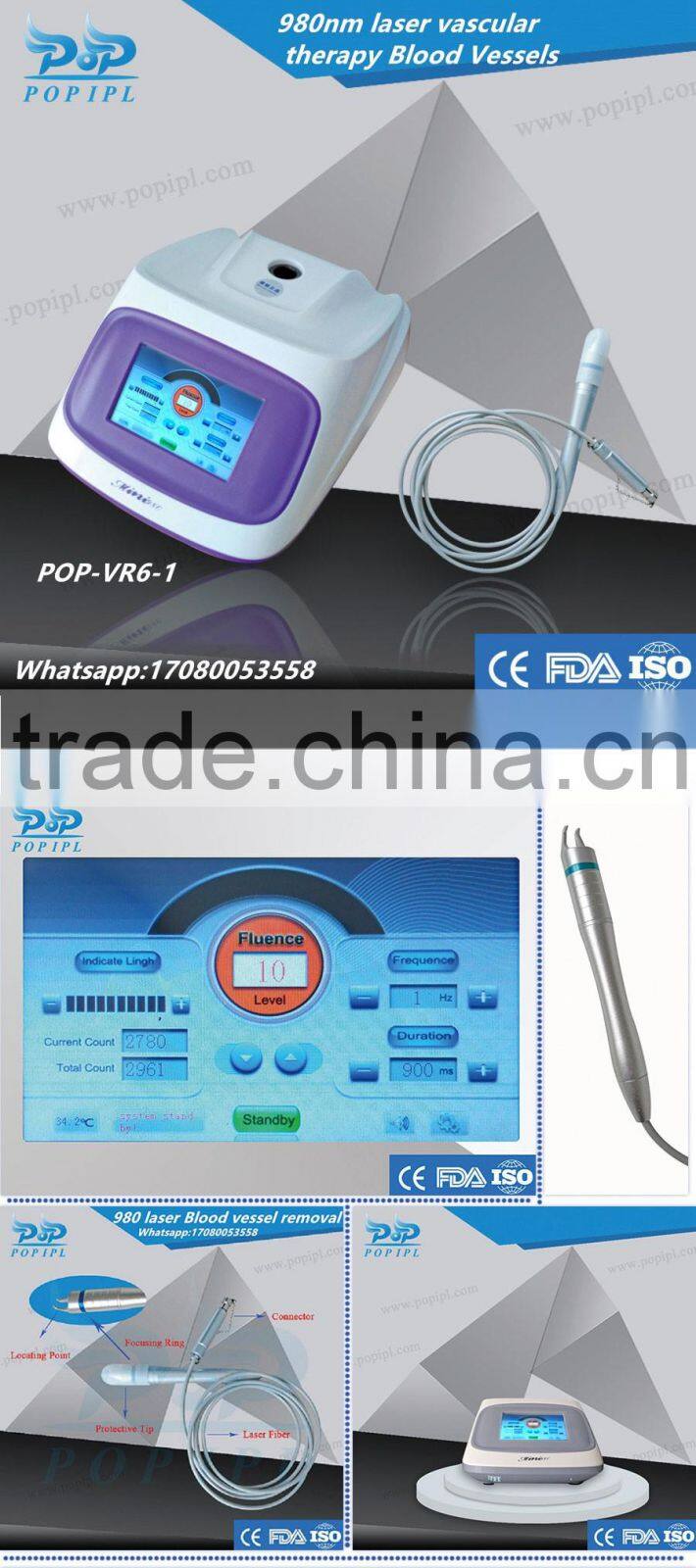 POPIPL MACHINE 20W 980nm laser vascular removal machine/ Beauty equipment 980 laser NEW!!!/ Blood vessel removal laser 2016new