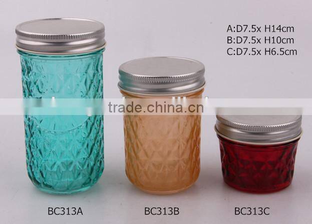 3 size glass mason jar sprayed color with metal lid