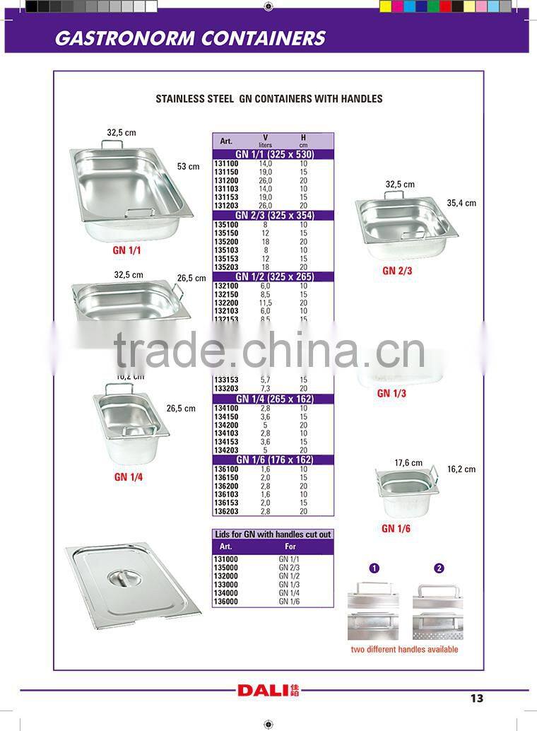 2015 guangzhou manufacturers for stainelss steel gn container / all us and eu standard size gn pan / gastronorm container