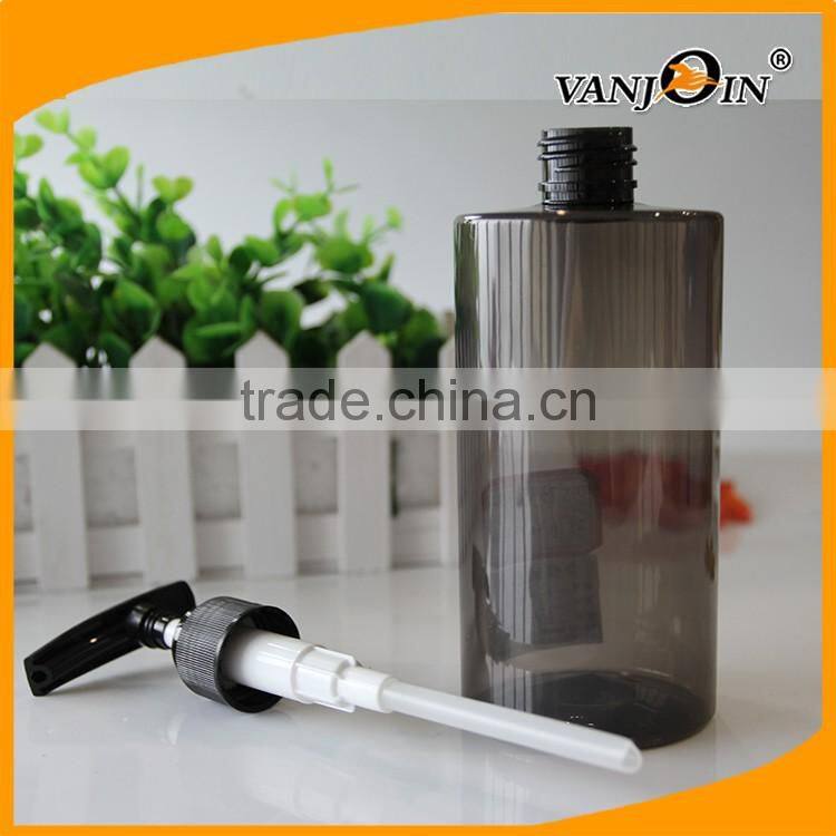 350ml Transparent Grey Cylindrical Lotion Pump Bottle