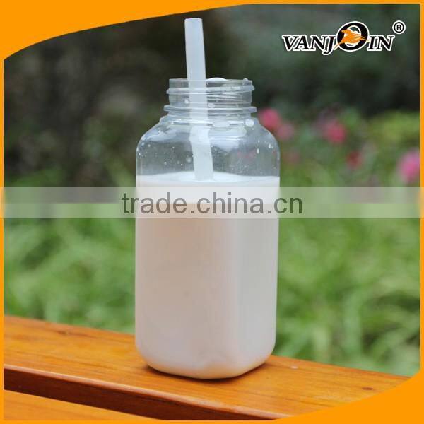 8 OZ Square PET Plastic Milk Bottle BPA Free